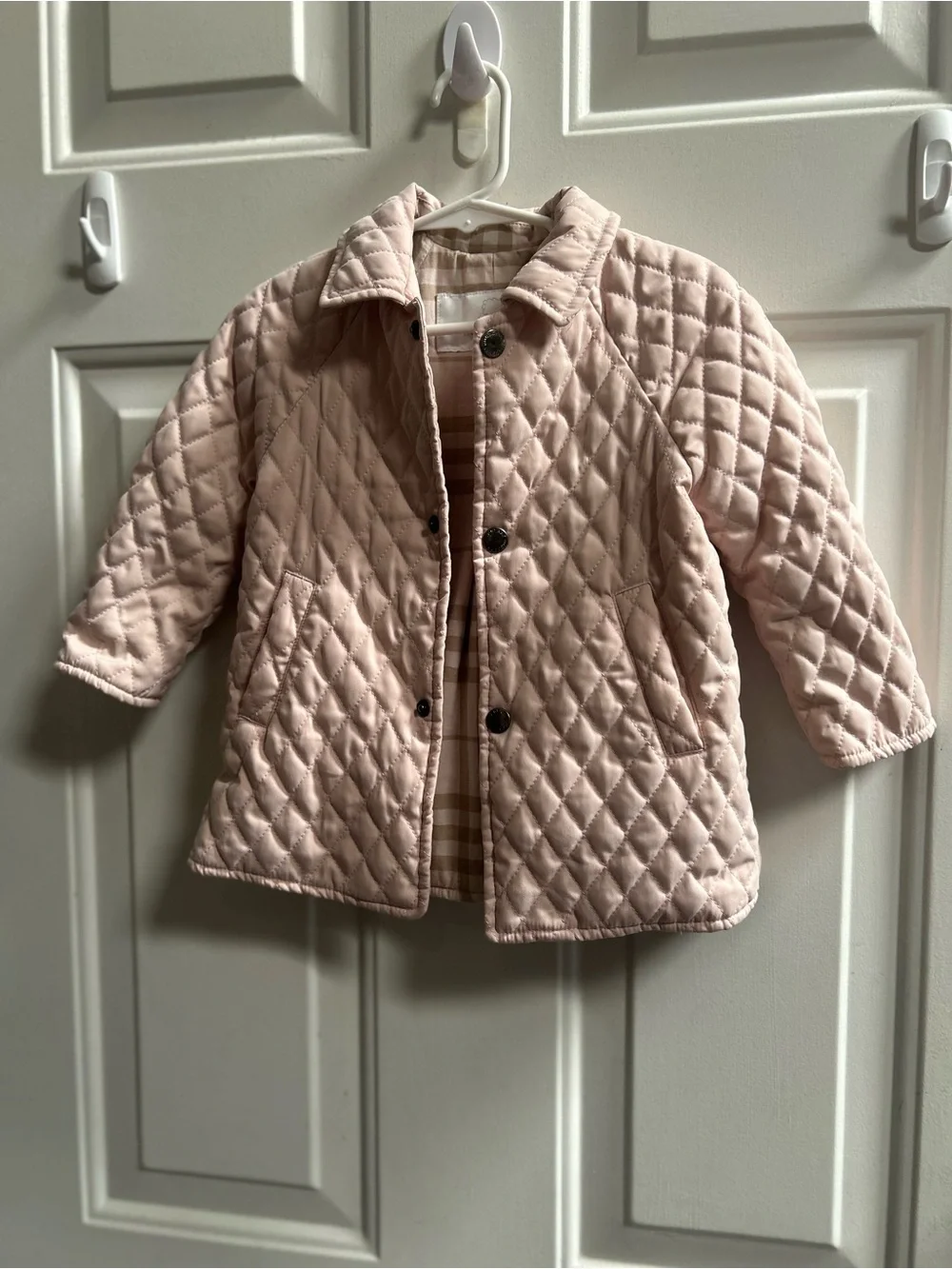 Burberry baby Girls' Quilted Light Pink Jacket - Classic Button Front Sz 18 M
